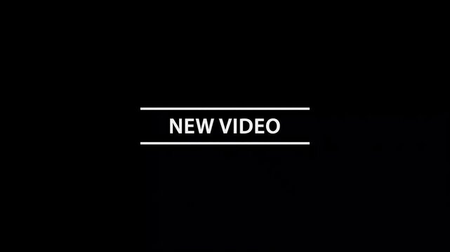 New video title text on black background glitch effect video loop animation