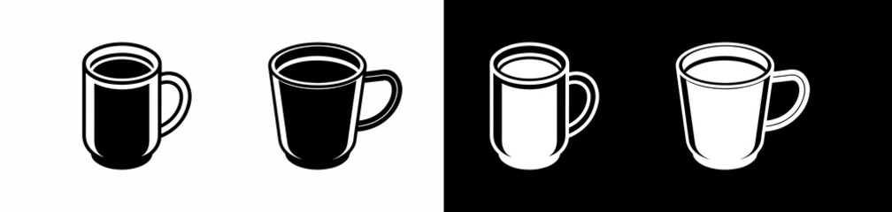 Obraz premium Coffee Mugs Graphic Design Showing Different Fill Levels and Color Variations Isolated