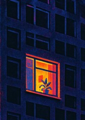 Fototapeta premium Vibrant window plant glow