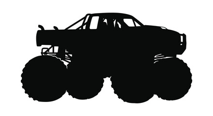 Monster truck silhouette against a white background showcases vehicle design © Skb Creation