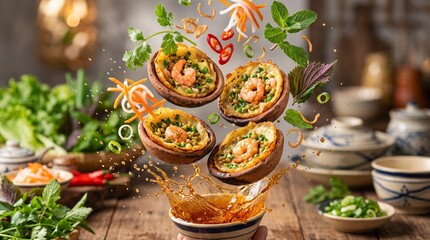 Fototapeta premium Banh Khot Mini Pancakes