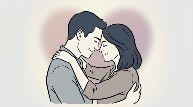 A tender embrace between a loving couple, sharing a moment of deep affection and heartfelt connection