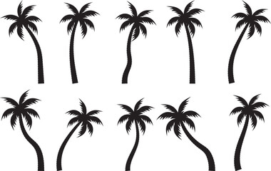 Fototapeta premium Set of palm tree silhouettes