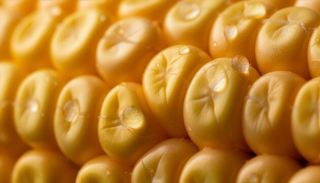 Extreme macro of fresh corn kernels.