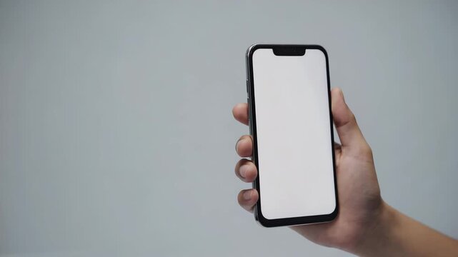 hand holding smart phone, smartphone with a blank screen