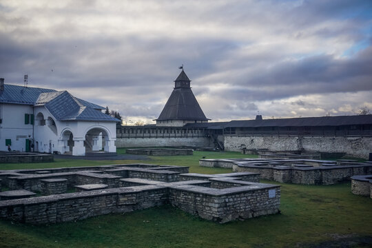 Ancient stone Pskov Kremlin fortress