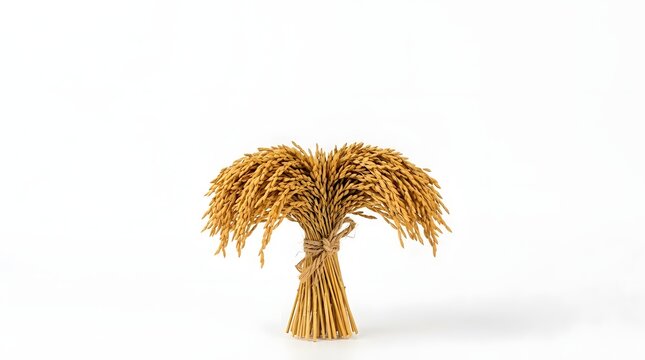 Sheaf of wheat standing on white background