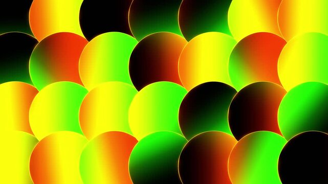 Abstract orange green gradient background with overlapping circles, colorful geometric pattern 4k animation.