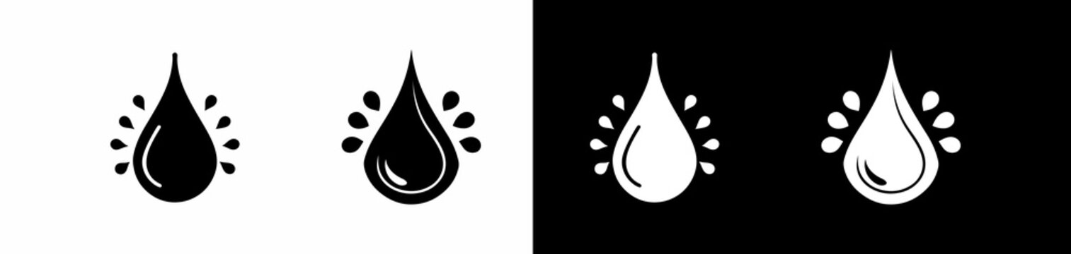 water droplet icons with sparkles in positive and negative space design variations
