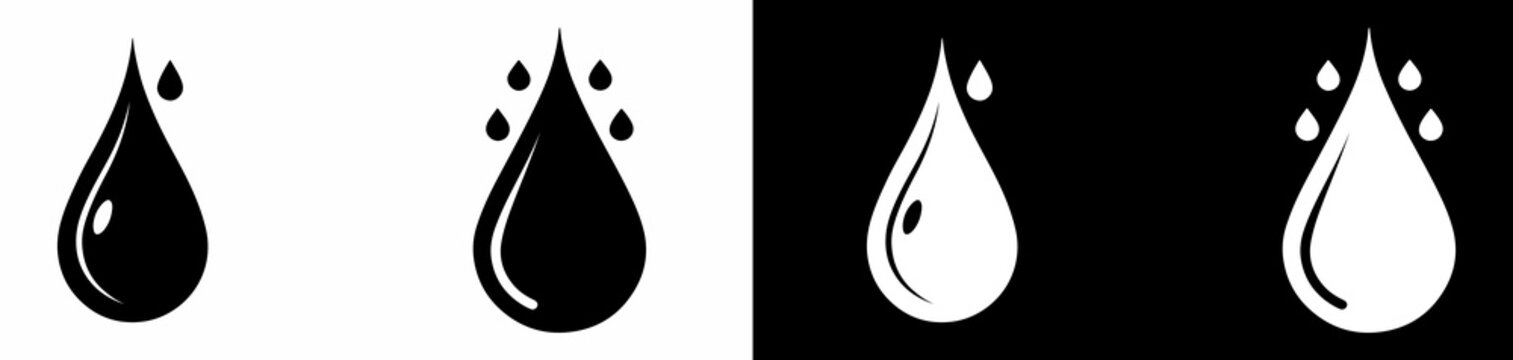 water droplet icons with ripples and transparent background for digital design projects