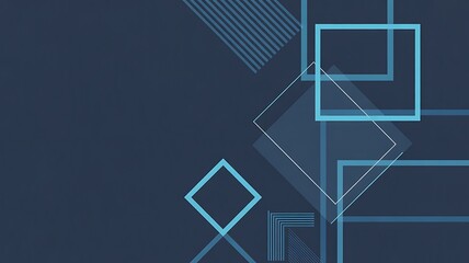 Naklejka premium Geometric patterns of light blue squares and lines on a deep dark blue background