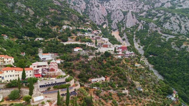 Aerial View of the Holy Skete of Saint Anna, Mount Athos