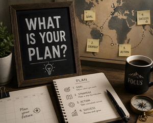 Naklejka premium What Is Your Plan? – Strategy, Planning and Goal Setting Concept