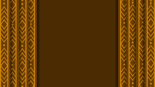 Elegant Native American Day Background with Traditional Tribal Geometric Pattern Borders on Brown.