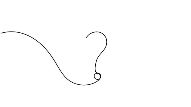 Animated of doubt question mark inside a circle icon sign continuous one line drawing moving on white background animation