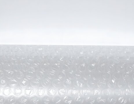 Horizontal sheet of clear bubble wrap material.