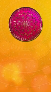 Vertical Diwali festival background with ornate Indian mandala, golden decorative elements, vibrant purple and gold luxury backdrop, festive celebration design with copy space for invitations