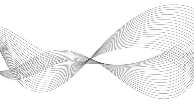 Intersecting black lines create a dynamic wave pattern with complex rhythmic motion on a white canvas