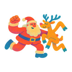 Fototapeta premium PNG Festive Santa dancing reindeer