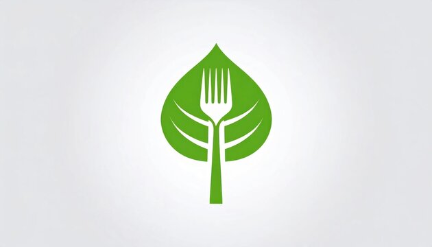 Vegan leaf logo with fork symbol.