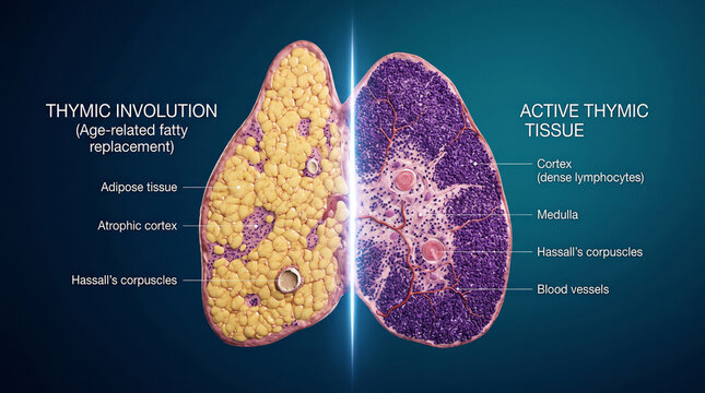 Thymic Involution and Active Tissue Microscopic Comparison in Biological Study