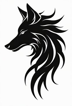 Stylized tribal wolf head silhouette with flowing mane design