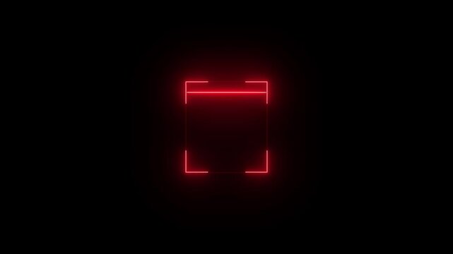 Electronic bar code scanner process. Animation of data processing and qr code Scanning neon line icon displays a black background..
