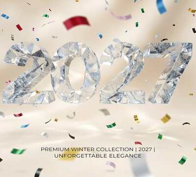 Happy New Year 2027 diamond crystal 3D numbers floating with falling colorful confetti over silk background template

Option 2: Elegant transparent crystal gla