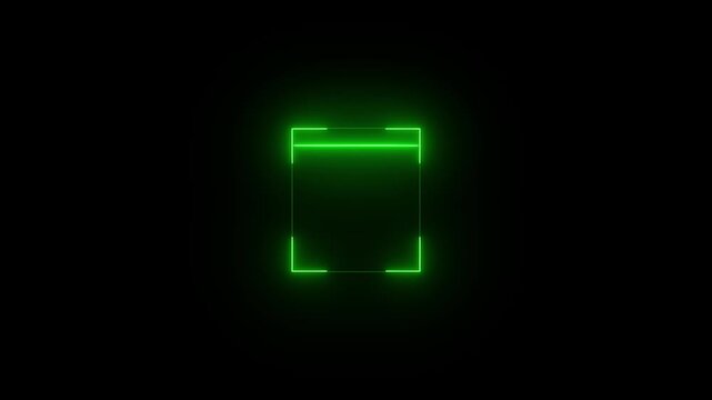 Electronic bar code scanner process. Animation of data processing and qr code Scanning neon line icon displays a black background..