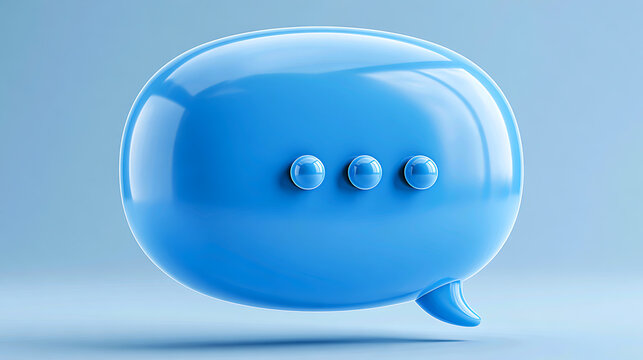 Blue speech bubble with three dots a glossy 3d rendering