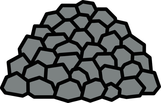 Minimalist illustration of a pile of gray stones on white background