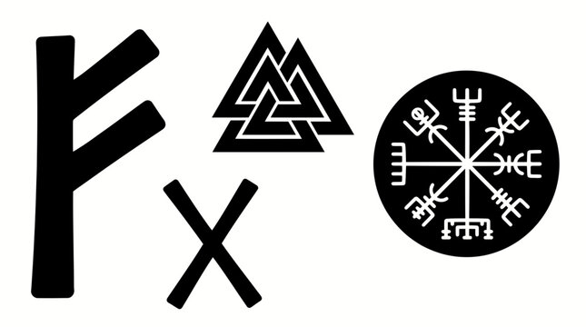 Set of Ancient Norse Viking Symbols and Runes.
