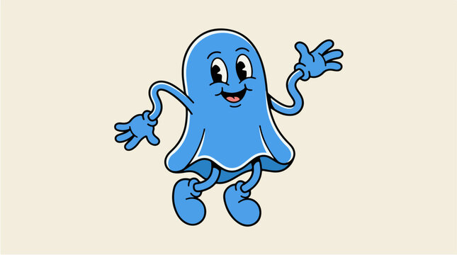 Friendly Blue Ghost Character with Happy Expression.