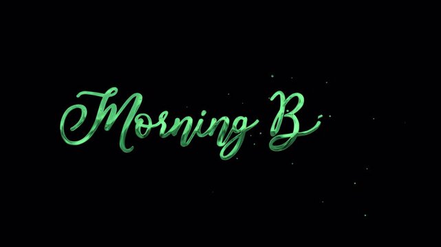 Morning Brew Green Handwriting Animation with animated script reveal rendered in 4K resolution transparent background