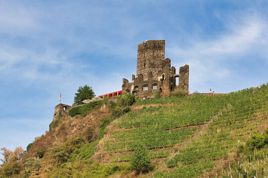 Ruin der Burg Metternich &uuml;ber dem Ort Beilstein an der Mosel