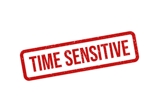 Time sensitive red ink rubber stamp impression