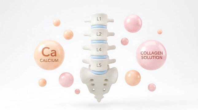 Human spine segment l1 to l5 with calcium and collagen solution