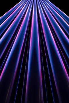 Upward glossy 3D pipes converging into a radiant point