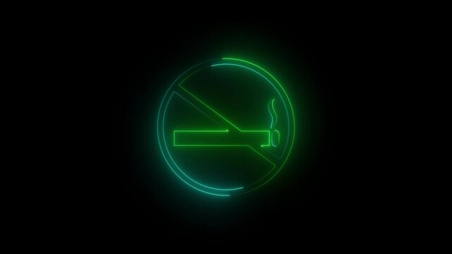 Neon Light Cigarette Prohibition Sign for Warning Concept..