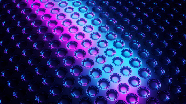 Diagonal gradient 3D circle grid blending magenta into cyan