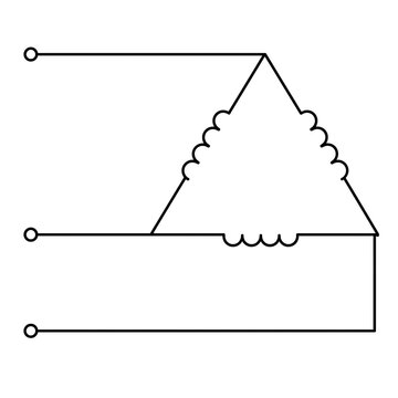 Delta Connection Three Phase Electrical Circuit Symbol