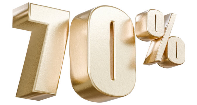 Three dimensional gold 70 percent sign