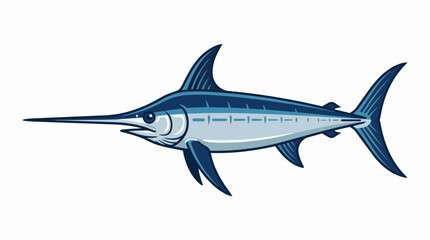 Naklejka premium Powerful Blue Marlin Swordfish Jumping Side View Illustration for Marine Life and Deep Sea Fishing Graphics