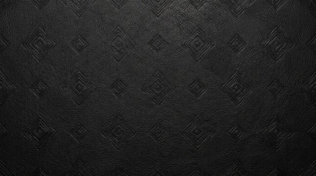 Diamond Quilted Black Leather Texture Pattern