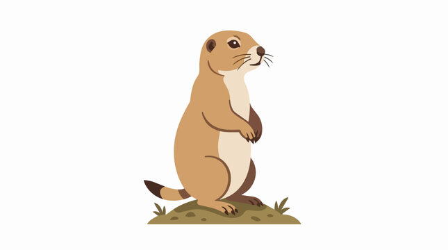 Charming Prairie Dog Standing Upright on Ground Mound Wildlife Illustration for Nature and Animal Themes