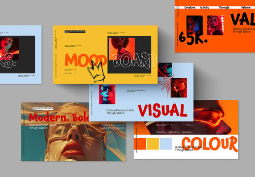 Creative Mood Board Presentation Template With Modern Art Direction Layout
