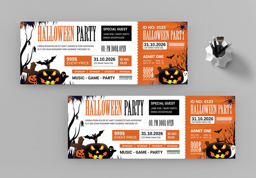 Halloween Event Ticket Design Template