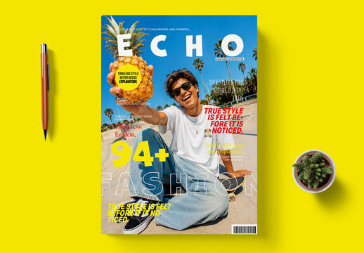 Modern Streetwear Editorial Trendy Fashion Magazine Cover Template