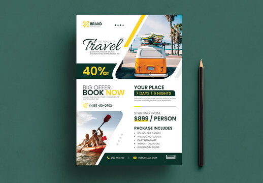 Travel Flyer Layout with Colorful Accents