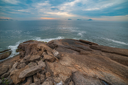 Ocean view from Arpoador rock in Rio de Janeiro Brazil with copy space